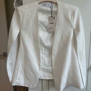 Zara White Structured Blazer